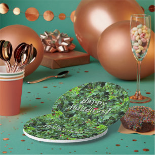 Assiettes En Carton Plaques de papier de Noël Festive Green Holly Berr