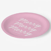 Assiettes En Carton Plaques de papier de Noël Joyeux rose moderne (Angle)