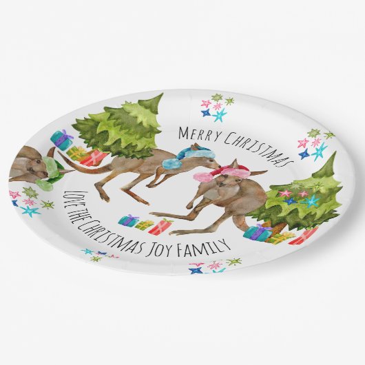 Assiettes En Carton Plaques de papier de Noël Kangaroo personnalisées (Angle)