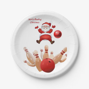 Assiettes En Carton Plaques de papier de Noël, Père Noël Bowling