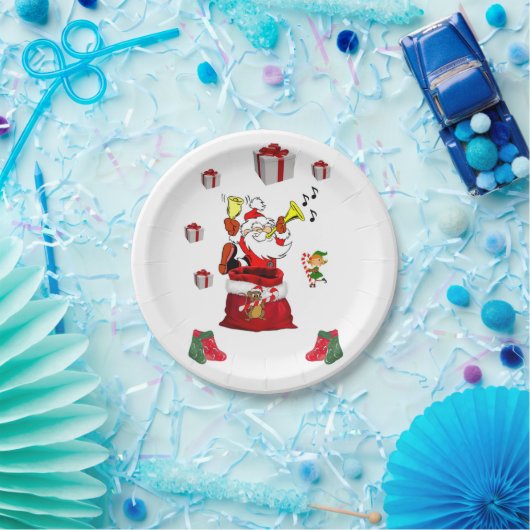 Assiettes En Carton Plaques de papier de Noël, Père Noël, Elf (Fête)