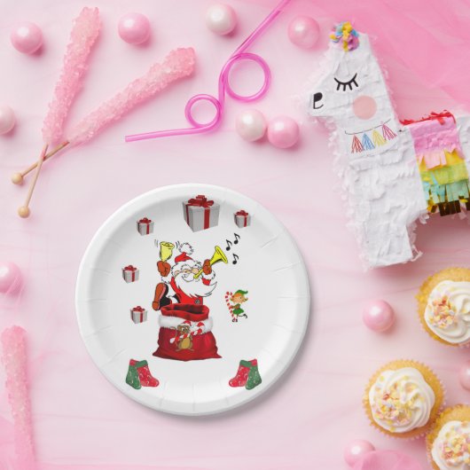 Assiettes En Carton Plaques de papier de Noël, Père Noël, Elf (Fête)