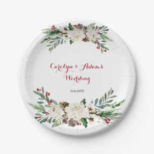 Assiettes En Carton Plaques de papier de Noël pour mariage floral