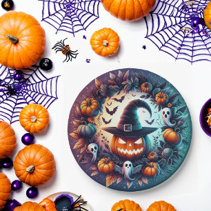 Assiettes En Carton Plaques de papier de nuit Halloween enchantées