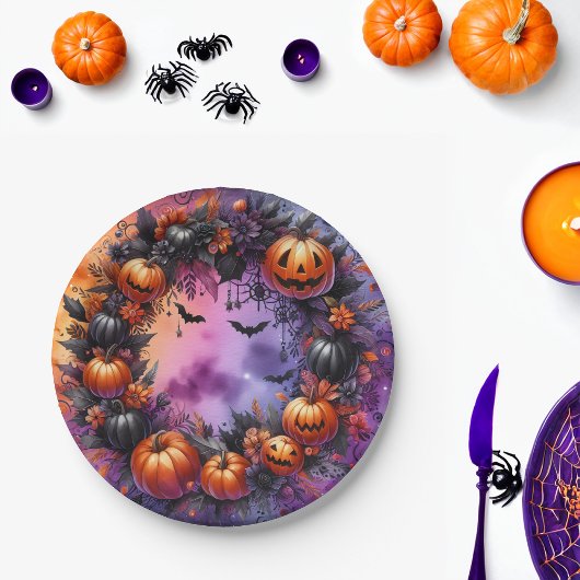 Assiettes En Carton Plaques de papier de nuit Halloween enchantées