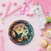 Assiettes En Carton Plaques de papier de nuit Halloween enchantées (Fête)