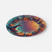 Assiettes En Carton Plaques de papier de nuit Halloween enchantées (Angle)