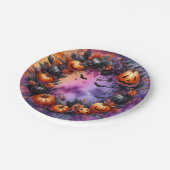 Assiettes En Carton Plaques de papier de nuit Halloween enchantées (Angle)