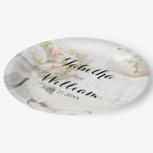 Assiettes En Carton Plaques de papier de réception romantique Mariage (Angle)