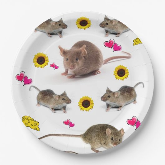 Assiettes En Carton Plaques de papier de souris de tournesol (Devant)