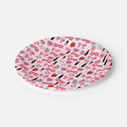 Assiettes En Carton Plaques de papier de vaches roses mures (Angle)