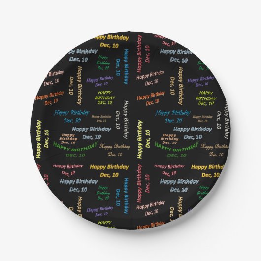 Assiettes En Carton Plaques de papier décembre, 10 Anniversaire (Devant)