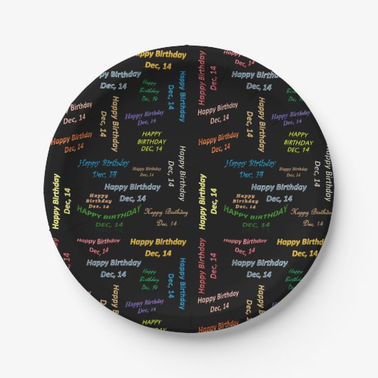 Assiettes En Carton Plaques de papier décembre, 14 Anniversaire (Devant)