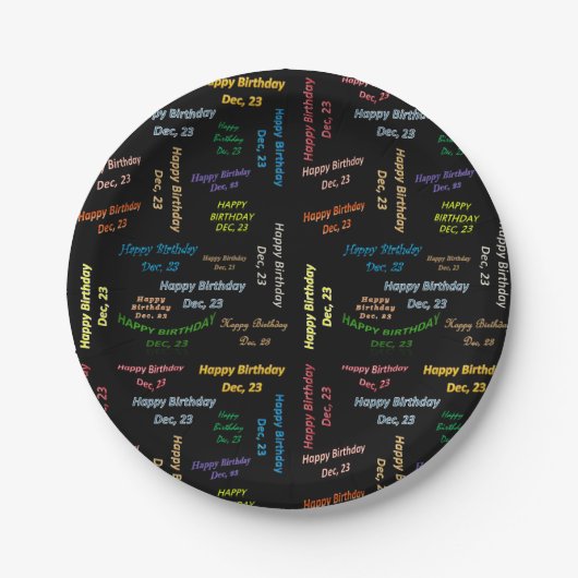 Assiettes En Carton Plaques de papier décembre, 23 Anniversaire (Devant)