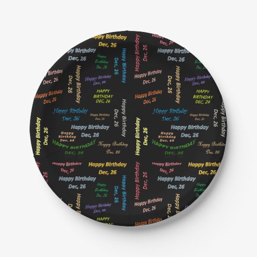 Assiettes En Carton Plaques de papier décembre, 26 Anniversaire (Devant)