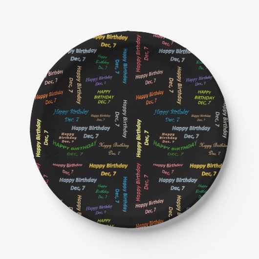 Assiettes En Carton Plaques de papier Décembre, 7 Anniversaire (Devant)