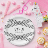 Assiettes En Carton Plaques de papier déco moderne en noir blanc (Fête)