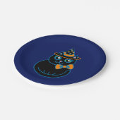 Assiettes En Carton Plaques de papier d'Halloween Chat noir rétro (Angle)