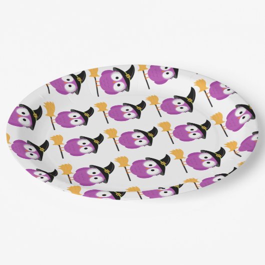 Assiettes En Carton Plaques de papier d'Halloween / Chouette avec Casq (Angle)