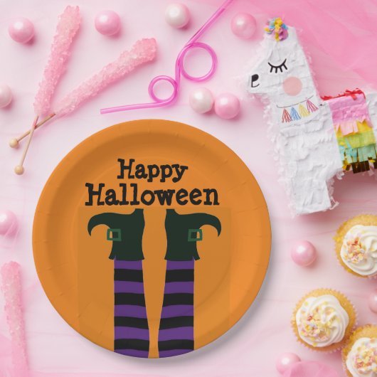 Assiettes En Carton Plaques de papier d'Halloween en sorcière écrasées (Fête)