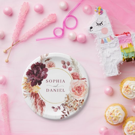 Assiettes En Carton Plaques de papier d'herbe Boho Lush Pampas (Fête)