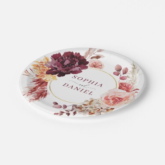 Assiettes En Carton Plaques de papier d'herbe Boho Lush Pampas (Angle)