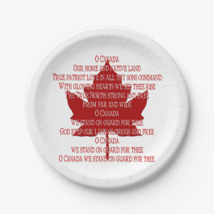Assiettes En Carton Plaques de papier d'hymne du Canada