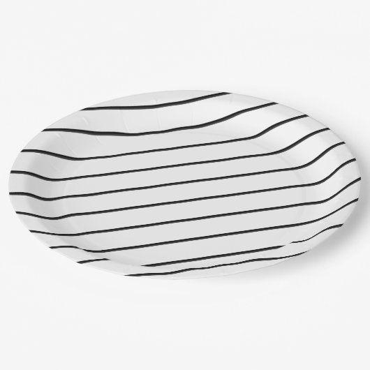 Assiettes En Carton Plaques de papier diagonales (noir) (Angle)