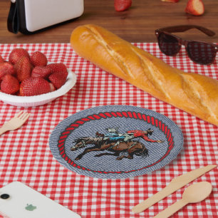 Assiettes En Carton Plaques de papier d'impression Denim de Western Pa