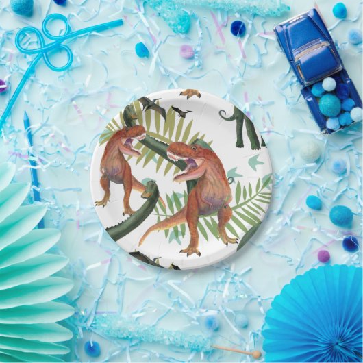 Assiettes En Carton Plaques de papier dinosaures (Fête)