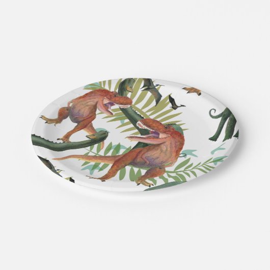 Assiettes En Carton Plaques de papier dinosaures (Angle)