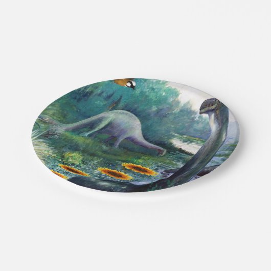 Assiettes En Carton Plaques de papier Dinosaures (Angle)