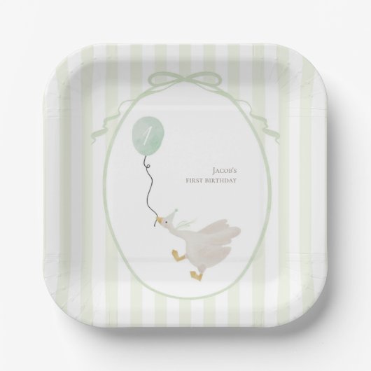 Assiettes En Carton Plaques de papier d'oie soie vert Sage (Recto)