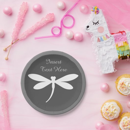 Assiettes En Carton Plaques de papier dragonfly personnalisées - Monog (Fête)