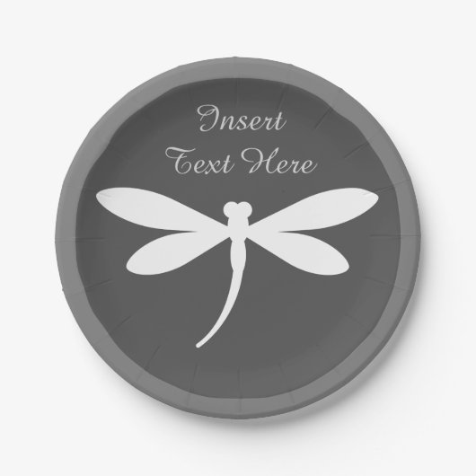 Assiettes En Carton Plaques de papier dragonfly personnalisées - Monog (Devant)
