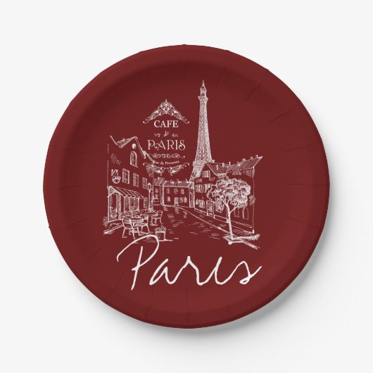 Assiettes En Carton Plaques de papier du café parisien (Devant)