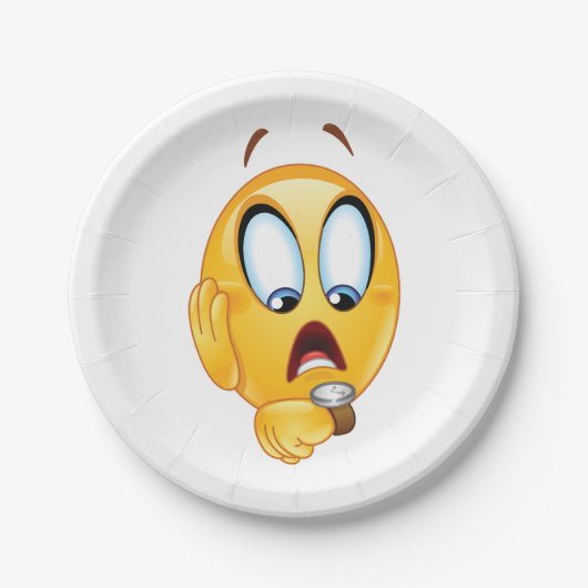 Assiettes En Carton Plaques de papier Emoji Stressées (Devant)