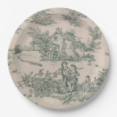 Assiettes En Carton Plaques de papier en toile française verte (Devant)