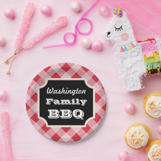 Assiettes En Carton Plaques de papier En vichy rouge personnalisées (Fête)