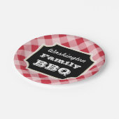 Assiettes En Carton Plaques de papier En vichy rouge personnalisées (Angle)