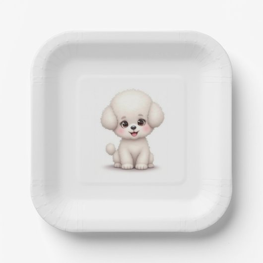 Assiettes En Carton Plaques de papier et de fête (un mignon Bichon) (Recto)
