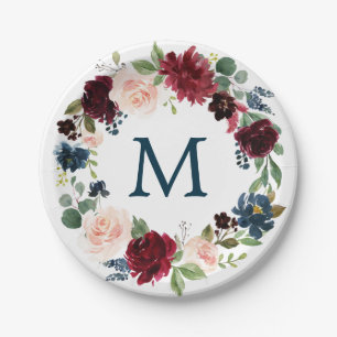 Assiettes En Carton Plaques de papier Fête de l'mariée Monogramme de l