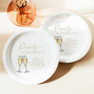 Assiettes En Carton Plaques de papier Fête des mariées Pearls et Prose