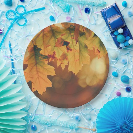 Assiettes En Carton Plaques de papier Feuilles Rustiques Automne (Fête)