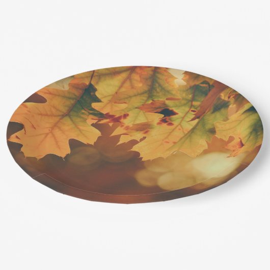 Assiettes En Carton Plaques de papier Feuilles Rustiques Automne (Angle)