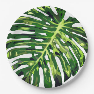 Assiettes En Carton Plaques de papier Feuilles tropicales