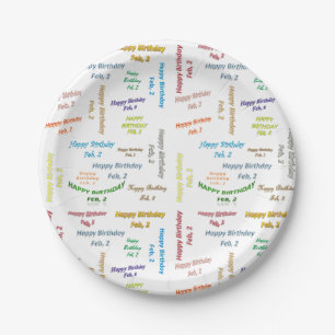 Assiettes En Carton Plaques de papier Février, 2 Anniversaire
