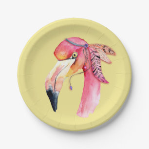 Assiettes En Carton Plaques de papier Flamant rose Boho Fiona
