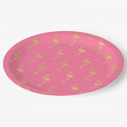 Assiettes En Carton Plaques de papier Flamant rose rose (Angle)