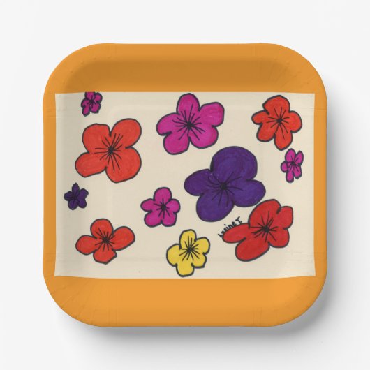 Assiettes En Carton Plaques de papier floral (Recto)